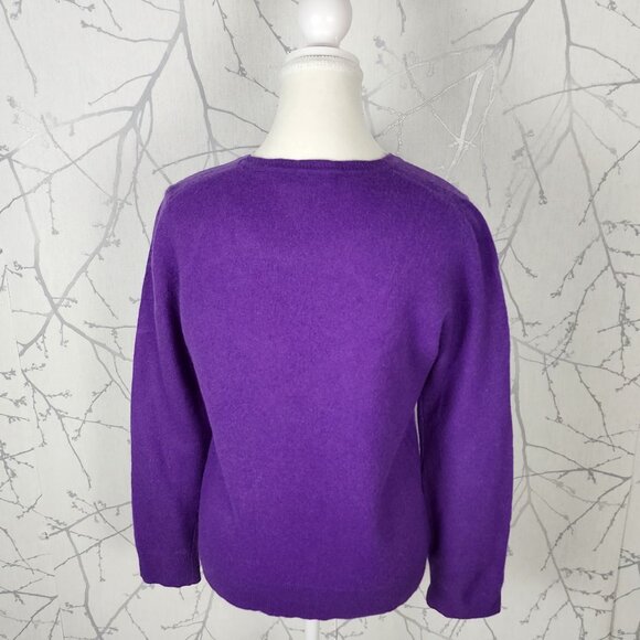 Lord & Taylor Purple 100% Cashmere Crewneck Sweater - Picture 3 of 4